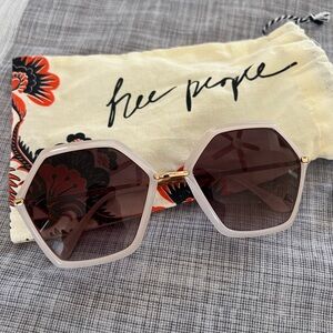 Free People Hexagon Sunglasses - Cream